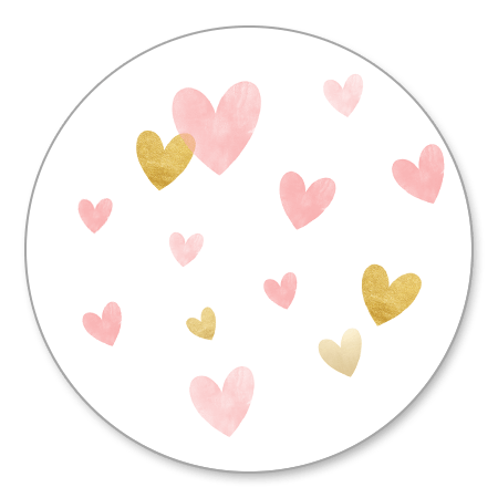Waterverf Hartjes - Roze en goud